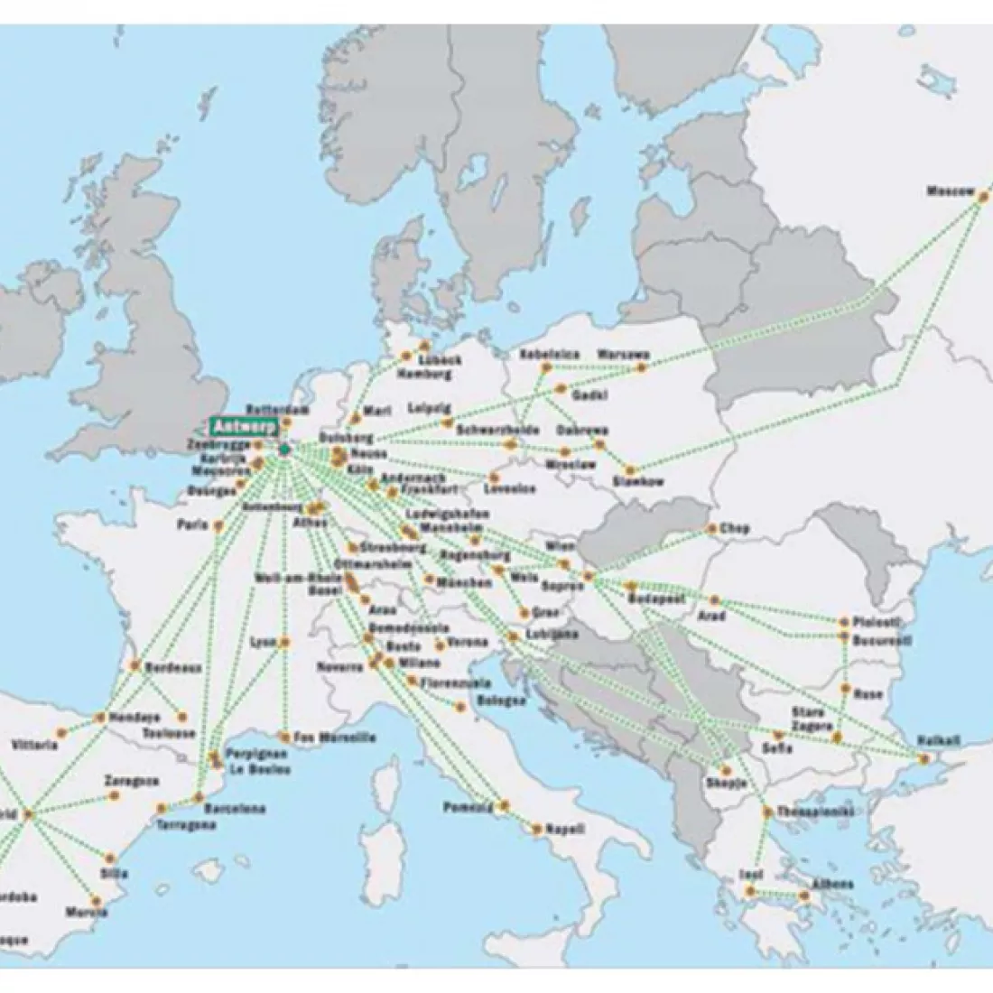 Map: International rail connections