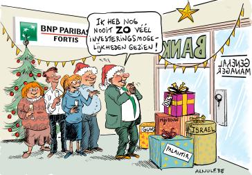 Cartoon bankbabbel eindejaar 2025