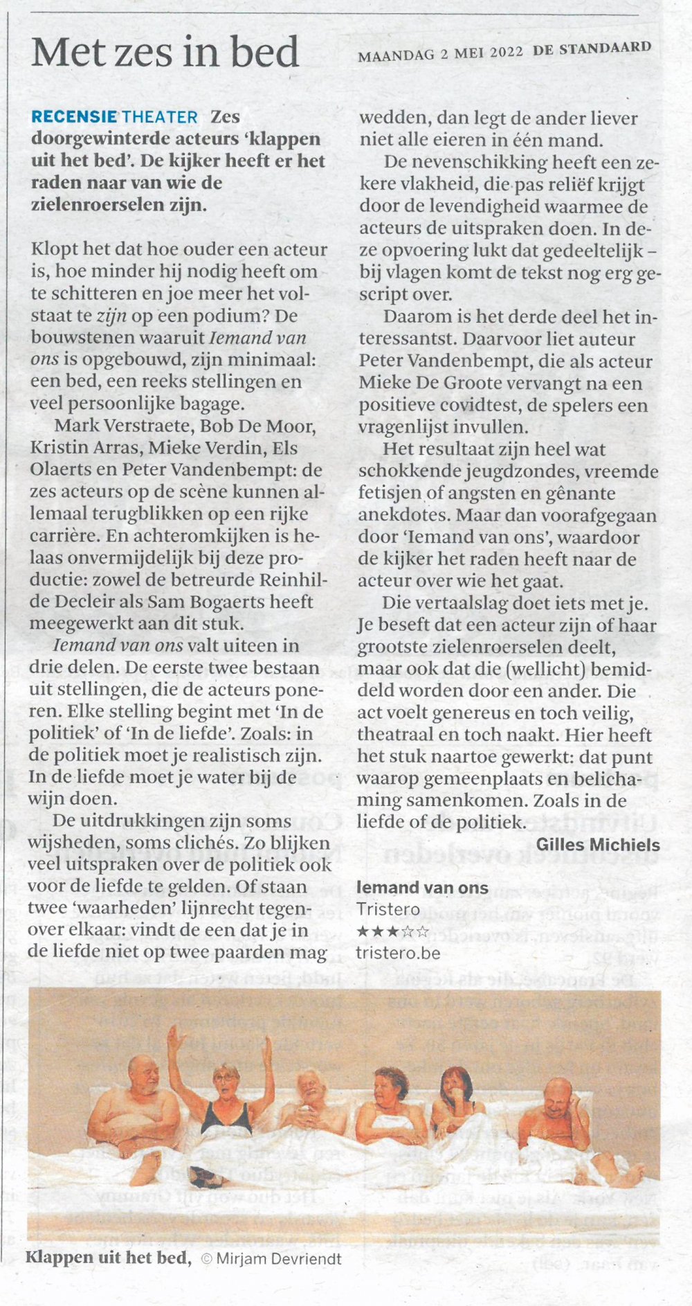 Recensie De Standaard (***)