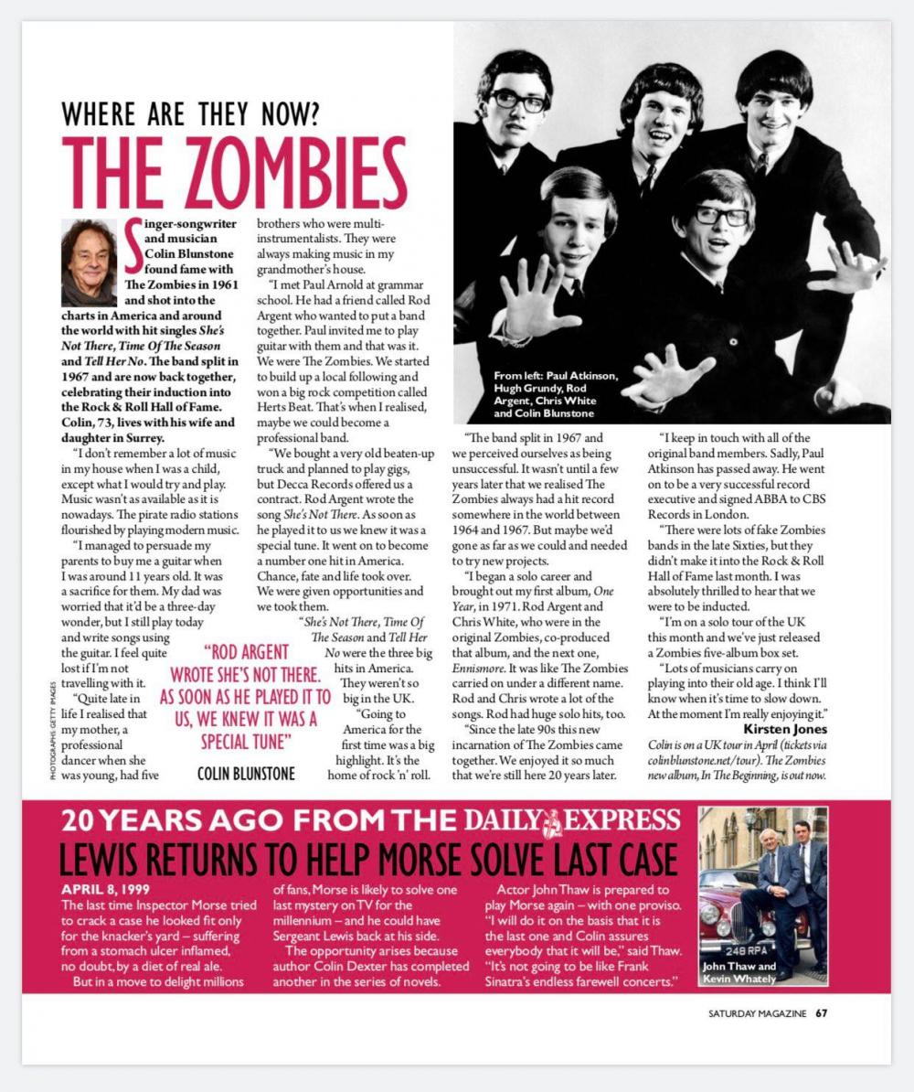 The Zombies' Colin Blunstone - The Saturday Express Magazine