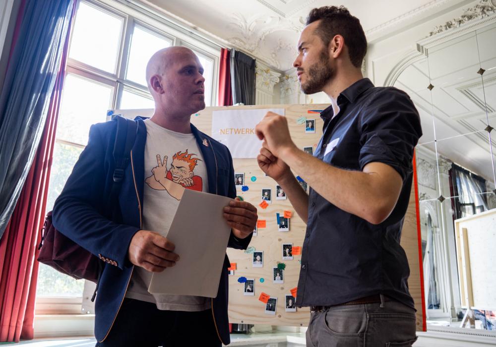 Two people in conversation