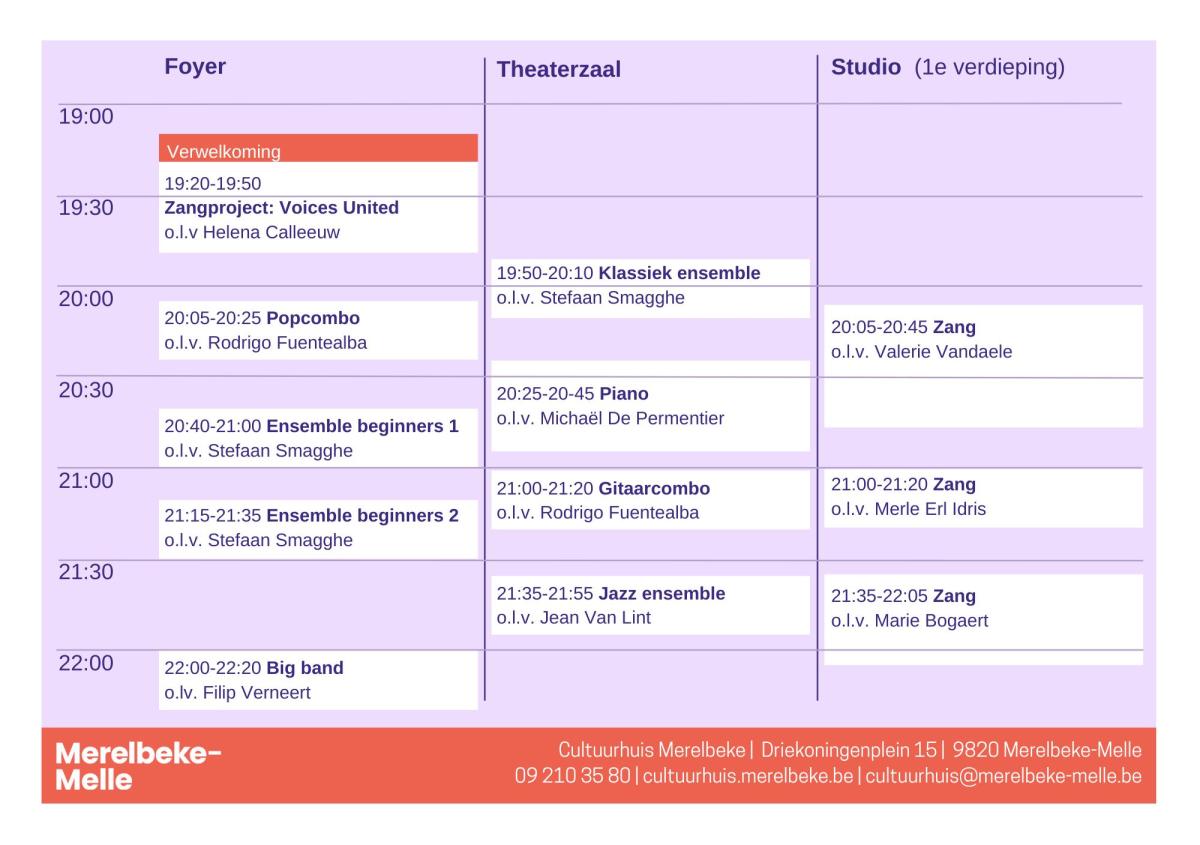 Programma toonmomenten Ateliers Muziek