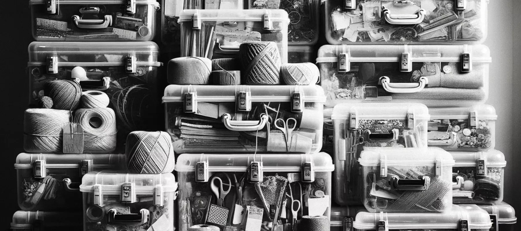 10 dozen met knutselmateriaal in zwart wit 10 dozen met knutselmateriaal in zwart wit