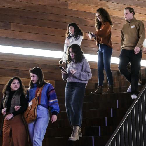 walking down the stairs