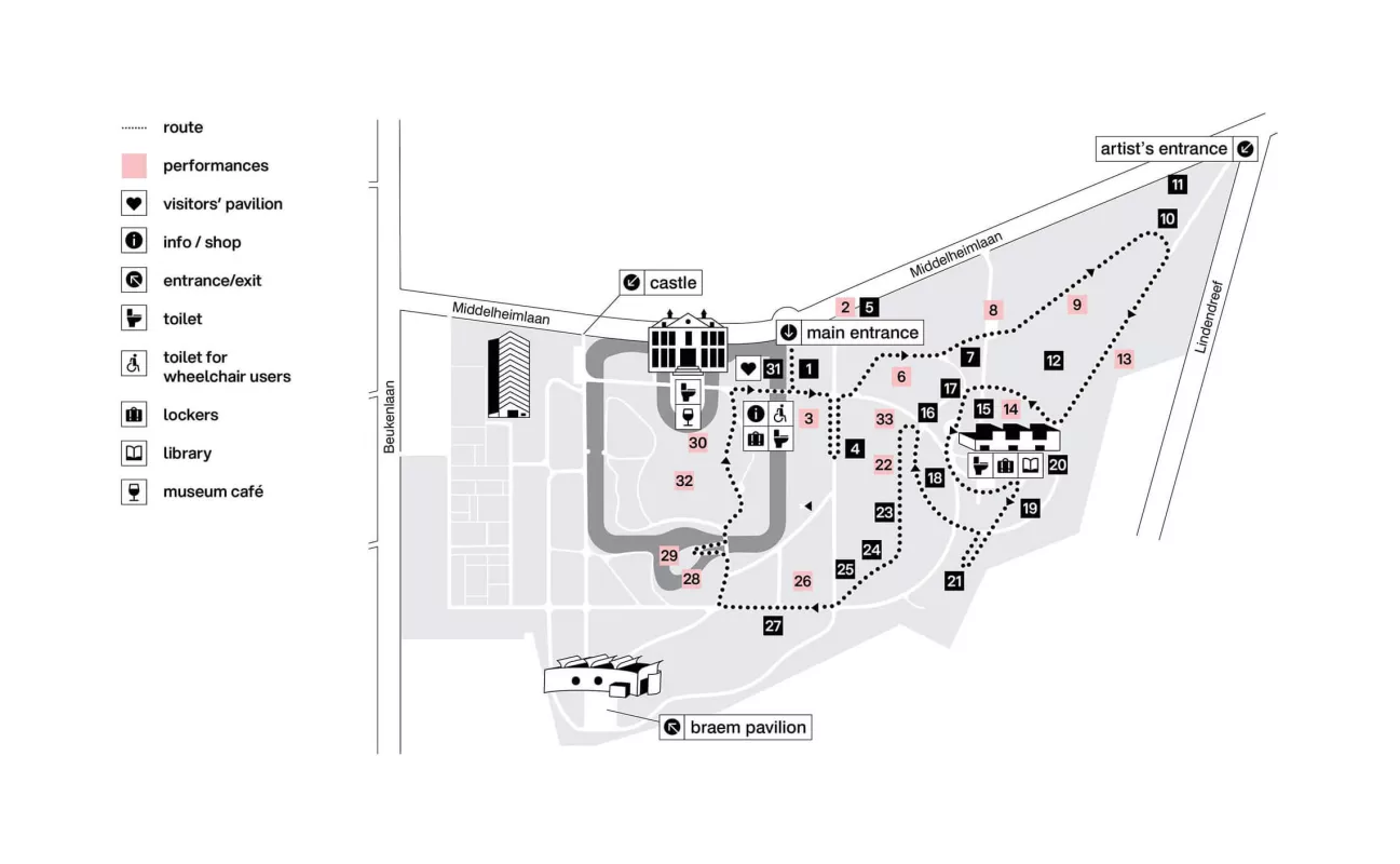 Park map with walking route