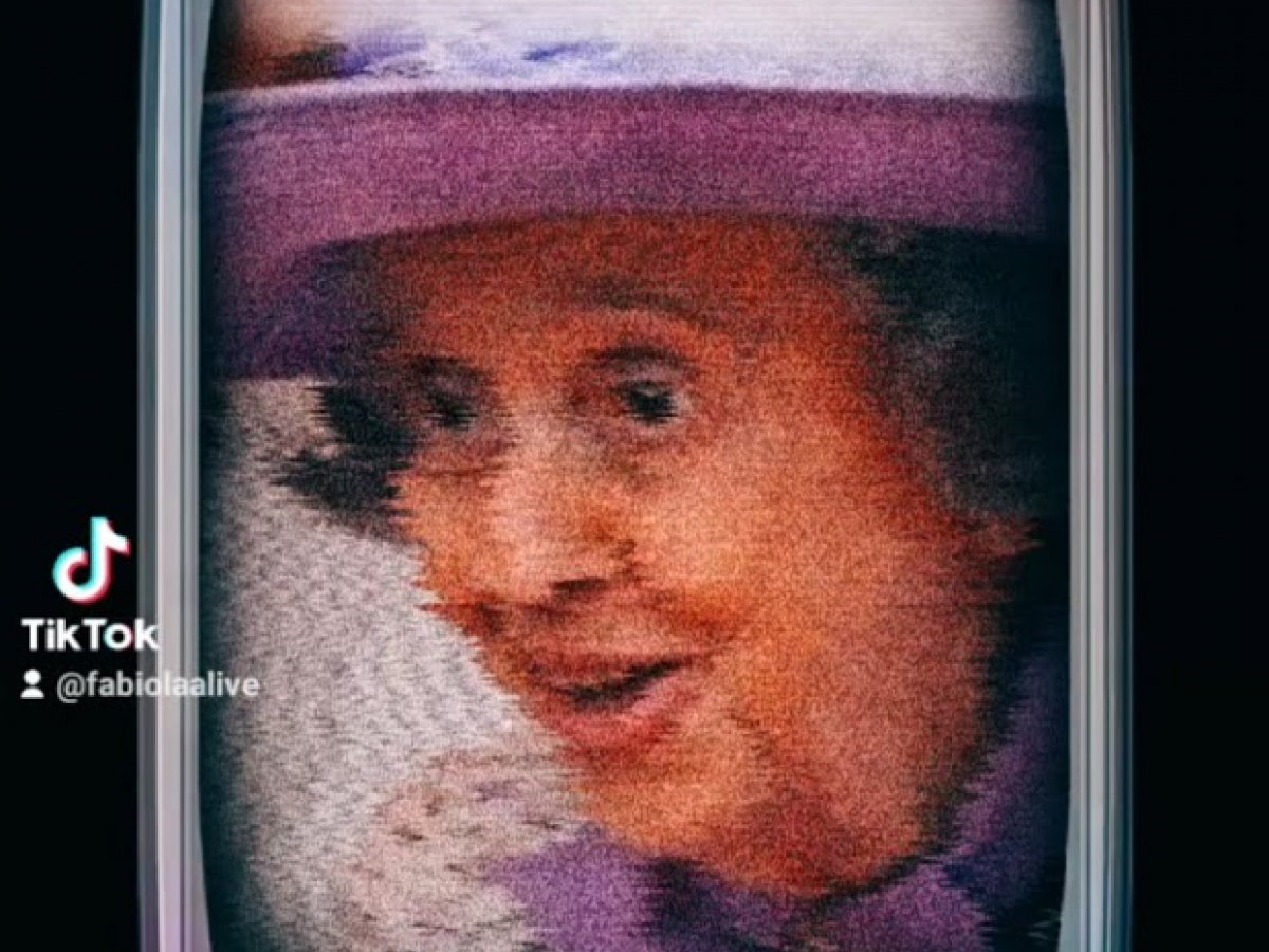 Schermafbeelding van een TikTok die beweert dat koningin Fabiola nog leeft.
