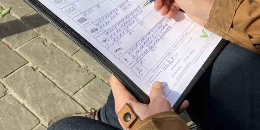 Straatvinker met telformulier