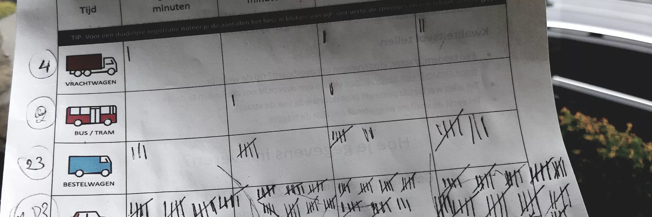 Vinkjes op een telformulier