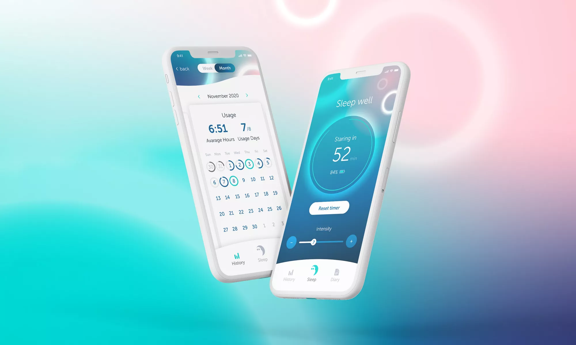 render van twee smartphones met de Genio-app 