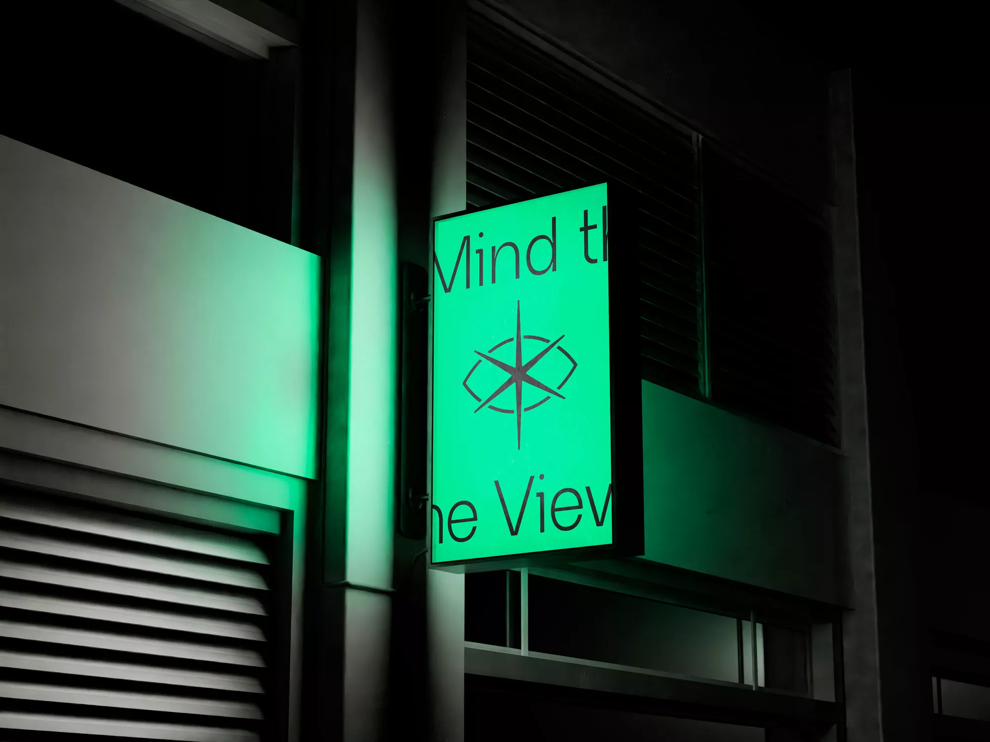 groene lightbox met het logo Mind the View
