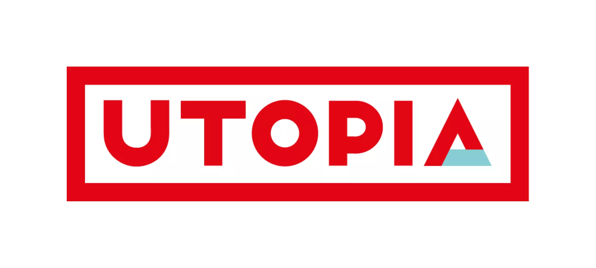 logo utopia met rode letters en de rode met blauwe letter A uit de huisstijl van de stad Aalst