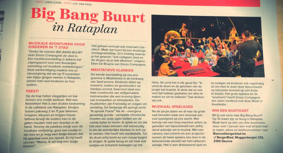 Krantenartikel over BIG BANG BUURT
